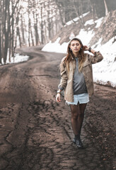 A beautiful girl in the snow