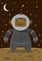 Monkey in a spacesuit vector illustration