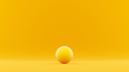 Yellow ball in yellow background. Minimal 3D Illustration