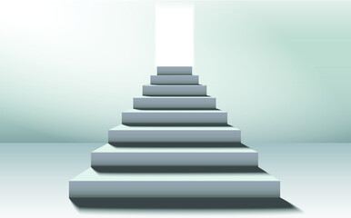 Fototapeta na wymiar Front view white staircase vector image