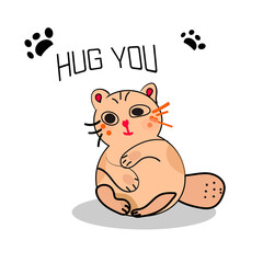 Super cat print design with slogan. Vector illustration design for fashion fabrics, textile graphics, prints.