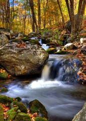 Waterfalls on Stauton River in Bear Church Rock trail in shenandoah national park
