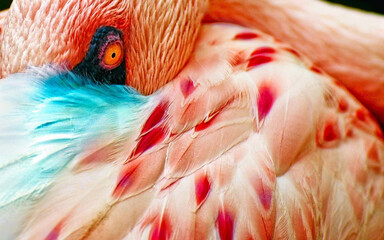 close up of a red flamingo © Abdullah