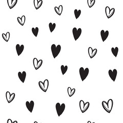 Hand drawn doodle hearts seamless pattern. Valentine's day heart illustrations texture background.