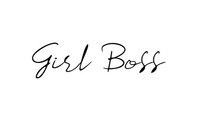 Girl boss text vector design. Calligraphic motivational quote for t shirt and prints. Female power lettering poster print.