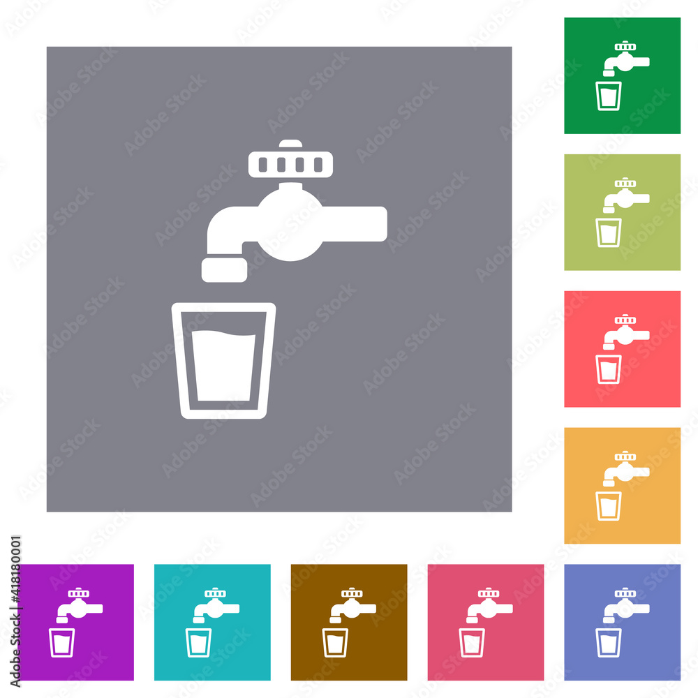 Poster drinking water square flat icons