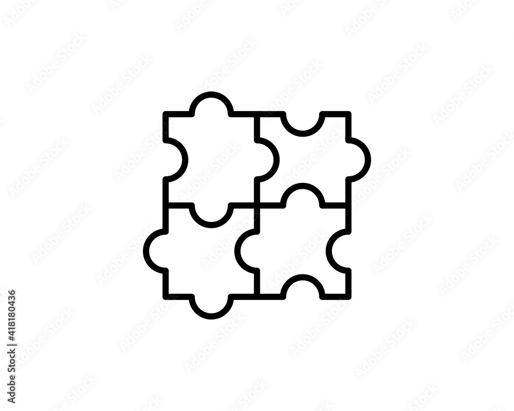 Poster simple puzzle line icon. stroke pictogram. vector illustration isolated on a white background. premi