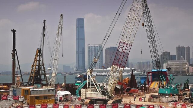 Hong Kong contruction site in Victoria bay