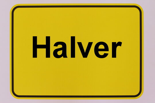 Illustration eines Stadteingangsschildes der Stadt Halver