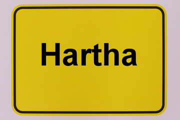 Illustration eines Stadteingangsschildes der Stadt Hartha
