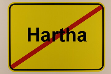 Illustration eines Stadtausgangsschildes der Stadt Hartha