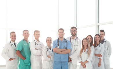 in full growth. group of medical professionals standing together