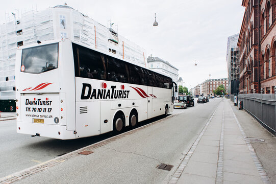 Copenhagen, Denmark - June 6, 2014. Dania Turist Bus At Street.