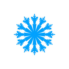 Blue snowflake on white isolated background. Vector illustration