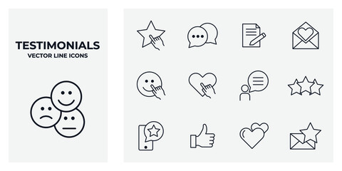 Set of Testimonials icon. Feedback pack symbol template for graphic and web design collection logo vector illustration