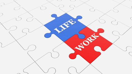 Puzzle with life and work concept