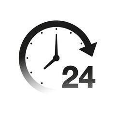 24 hour support icon illustration isolated on white. Customer service concept.