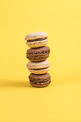 macarons on blue and yellow background