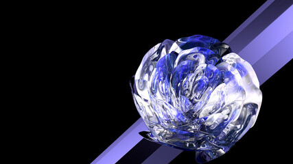 Rose crystal art blue black background flower