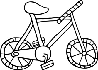 Bike. Cute vector hand drawn doodle. Black isolated on white background.