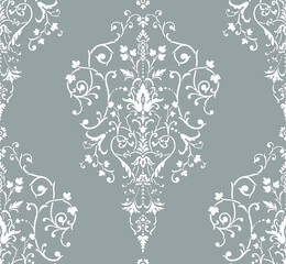 Damask seamless pattern element. Vector classical luxury old fashioned damask ornament, royal victorian seamless texture for wallpapers, textile, wrapping. Vintage exquisite floral baroque template.