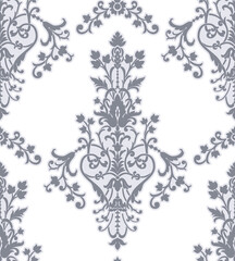 Damask seamless pattern element. Vector classical luxury old fashioned damask ornament, royal victorian seamless texture for wallpapers, textile, wrapping. Vintage exquisite floral baroque template.