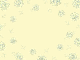 ひまわりのフレーム　ラインアート