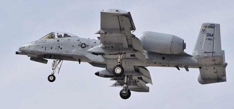 An Air Force A-10 Warthog/Thunderbolt II flying a sortie