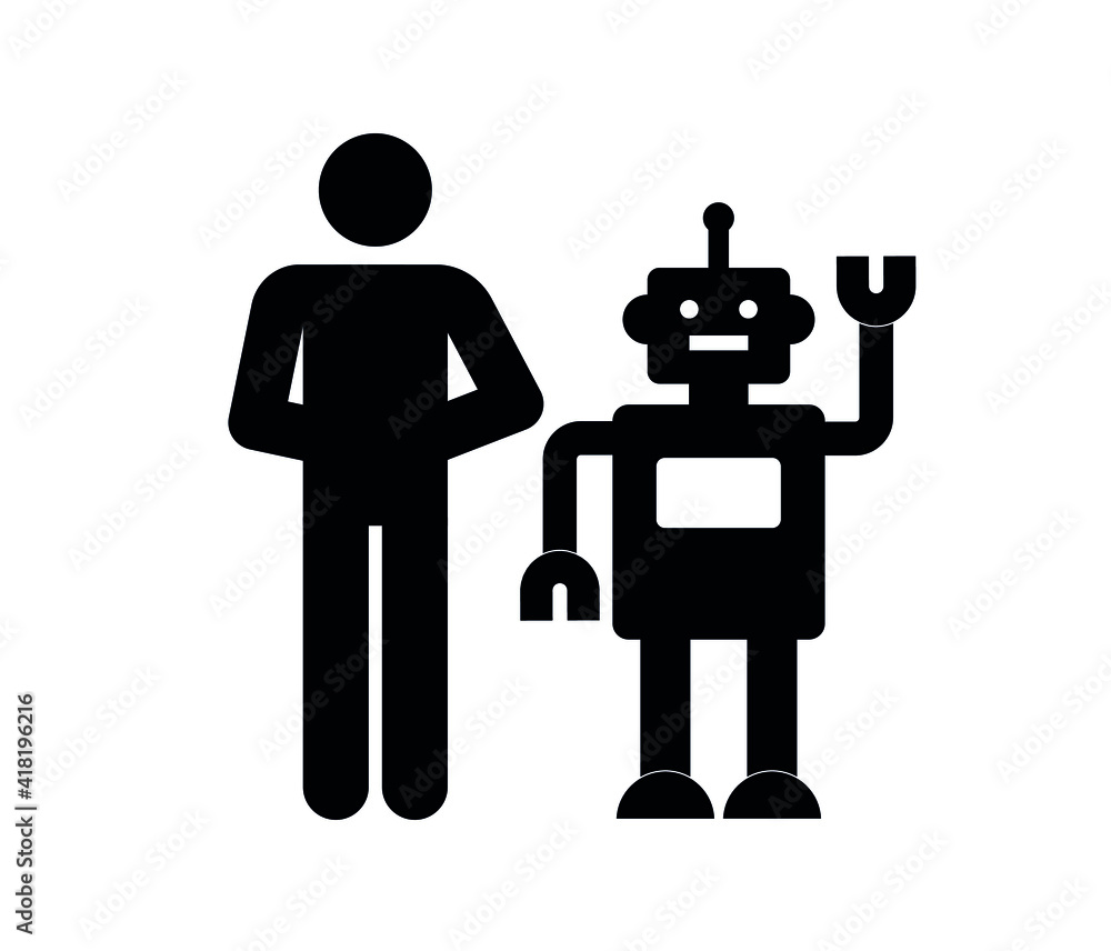Poster robot vector icon. editable stroke. symbol in line art style for design, presentation, website or ap