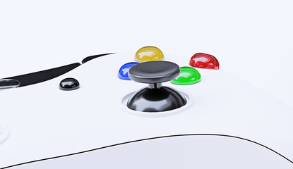Video game controller close up. gamepad buttons close up on a white background. 3d render.