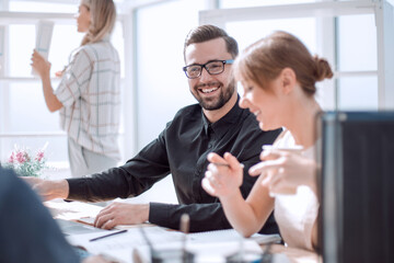 businessman at a meeting with his business team