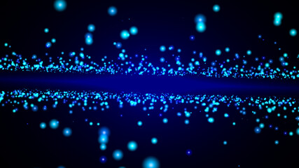 Elegant blue flying particles background.3d illustration