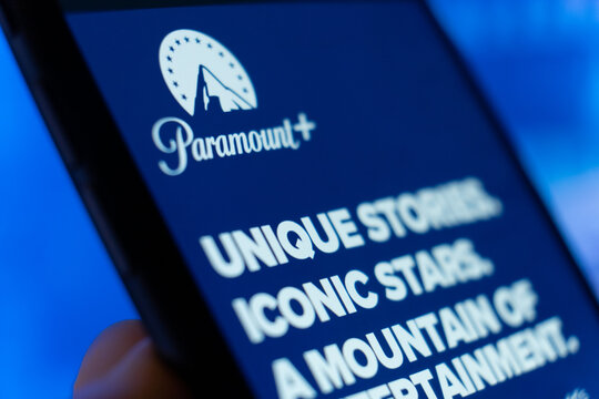 Paramount Plus Streaming Service Website. Close Up Of Smartphone With Paramount Plus. Moscow 5 March 2021. 