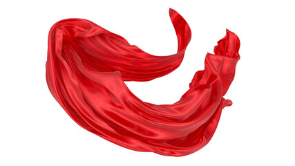 Beautiful flowing fabric of red wavy silk or satin. 3d rendering image.