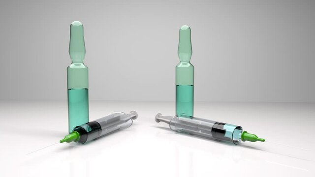 Ampollas de vidrio y jeringas en loop
