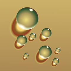 A group of shining and spherical water casting shadows. Vector illustration