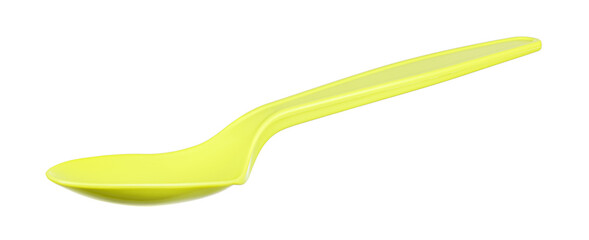 Green spoon made of biodegradable materials close-up isolated on white background