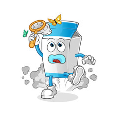 milk catch butterfly illustration. character vector