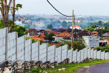 wall downward at the edge of city