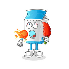 milk eat hot chilie mascot. cartoon vector