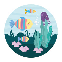 underwater fishes cartoon