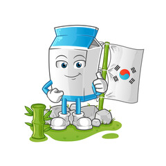 milk korean character. cartoon mascot vector