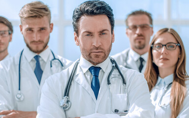 Fototapeta premium portrait of doctor and medical staff standing in the office