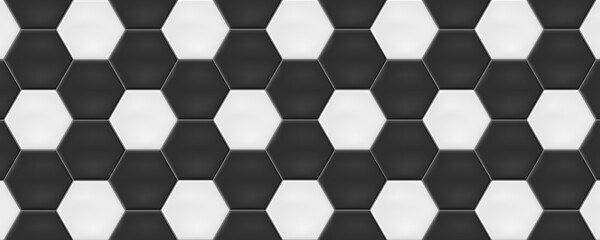 White and black hexagon ceramic tiles. Modern seamless pattern, combination of white and black colored hexagon ceramic tiles. 