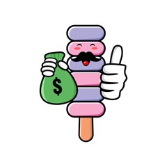 cute ice cream cartoon mascot character funny expression