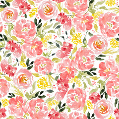Watercolor pink and yellow repeating pattern