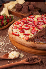 Sweet pizza strawberry with white chocolate - Traditional brazilian pizza de morango com chocolate branco.
