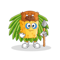 Obraz na płótnie Canvas cheese tribal man mascot. cartoon vector