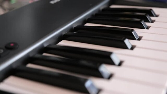 Close-up of the black and white keys of a keyboard