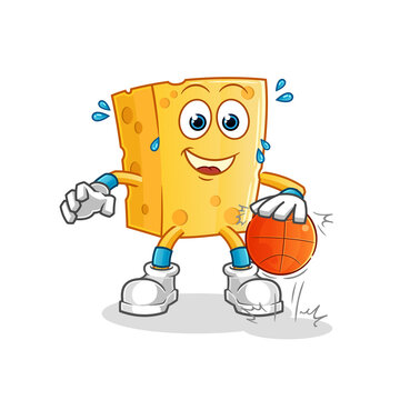 cheese dribble basketball character. cartoon mascot vector